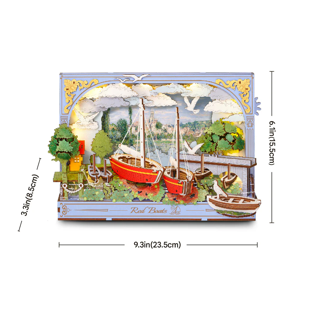 3D Wooden Puzzle Red Boats Wall Art