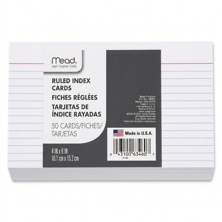 4"x 6" White Ruled Index Cards 50 Ct