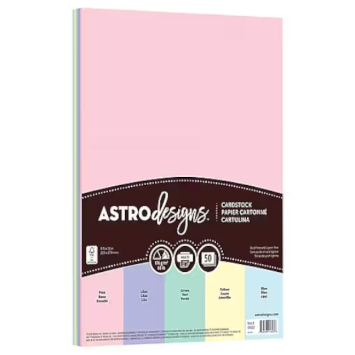 Astrobrights 65 lb. Cardstock Paper, 8.5" x 11", Assorted Colors, 50 Sheets/Pack