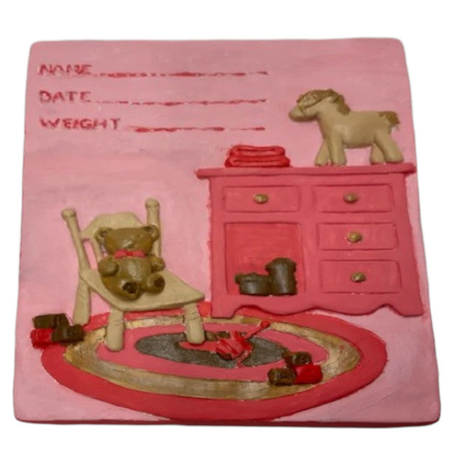 Babys Room Name Date Plaque Ready to Paint Plaster Mold
