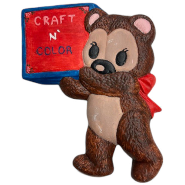 Bear with Message Board Plaque Ready to Paint Plaster Mold