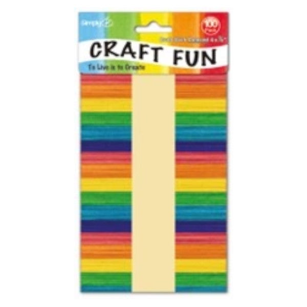 Craft Wood Sticks Colored 100 Ct