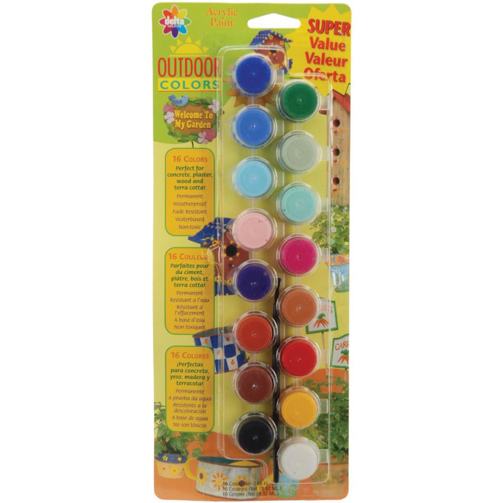 Delta Ceramcoat Acrylic Paint Pots Outdoor Colors16/Pkg