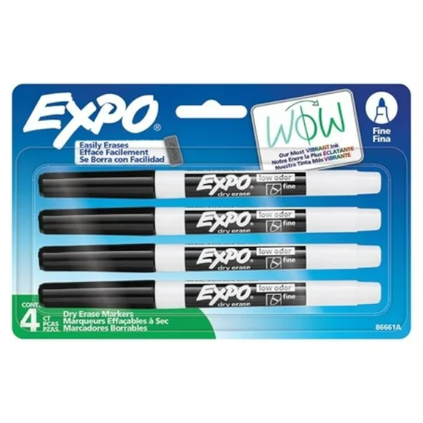 Expo Low Odor 4 Count Black