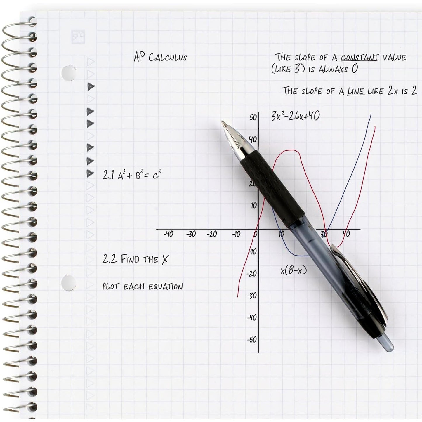 Five Star Spiral Notebook, 1 Subject, Graph Ruled,11" X 8 1/2" , 100 Sheets