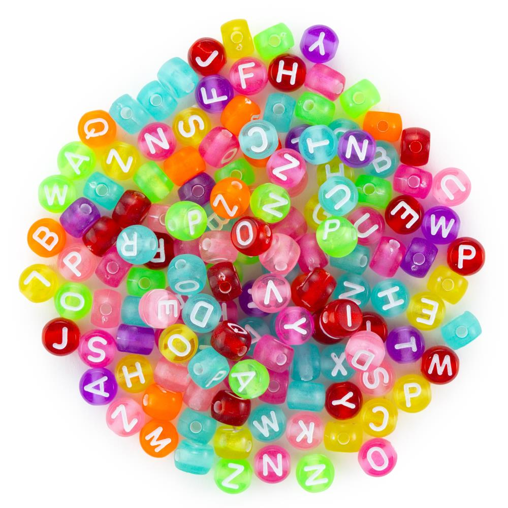 Fun Pack Acrylic Round Transparent Alphabet Beads 140/Pkg