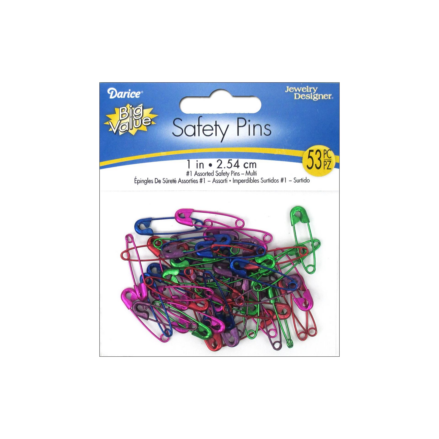 Safety Pins #1 Assorted Colors 53 Pieces