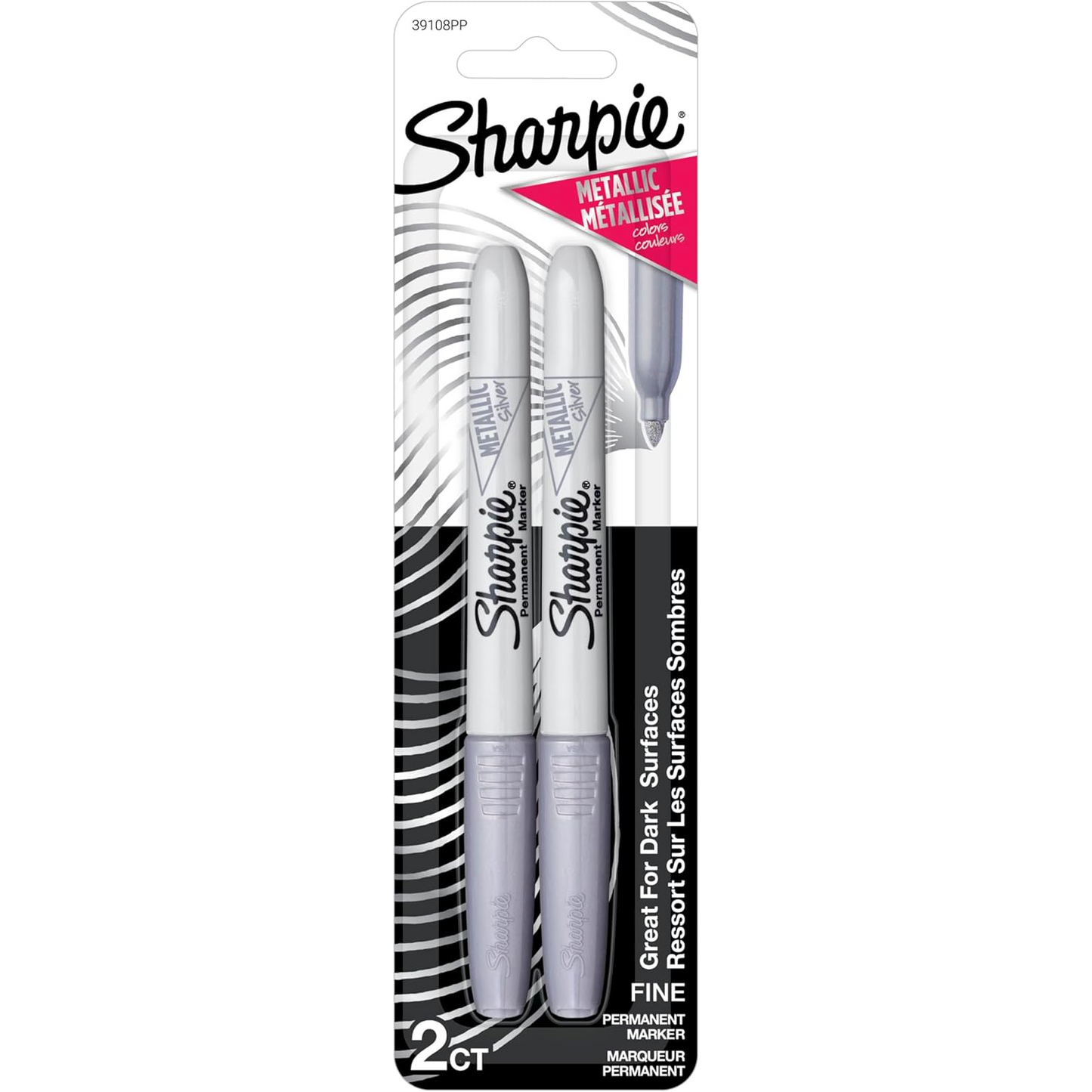 Sharpie Metallic Permanent Markers, Fine Point, 2 Count