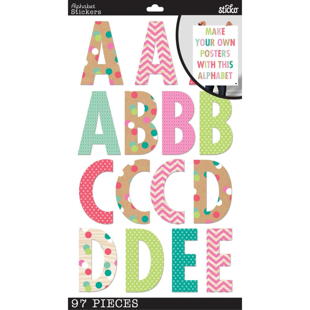Sticko Alphabet Bright Multi Pattern Stickers
