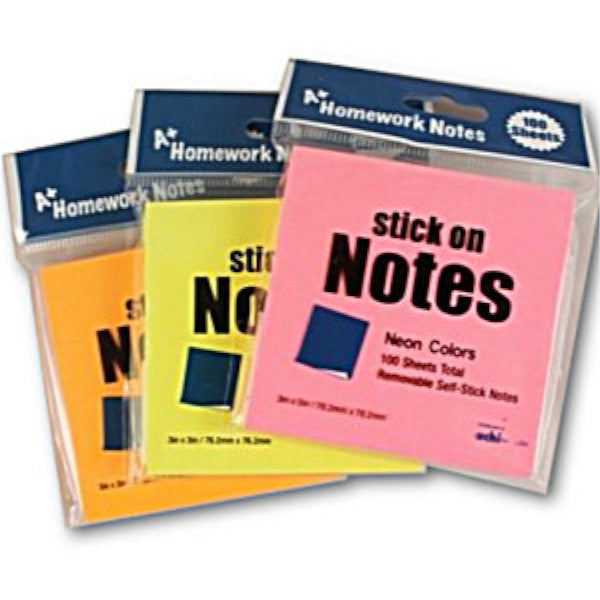 Sticky Notes 3" x 3" Neon 100 Sheets