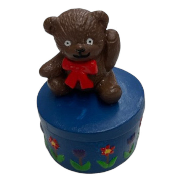 Teddy Bear Seated on Box Ready to Paint Plaster Mold