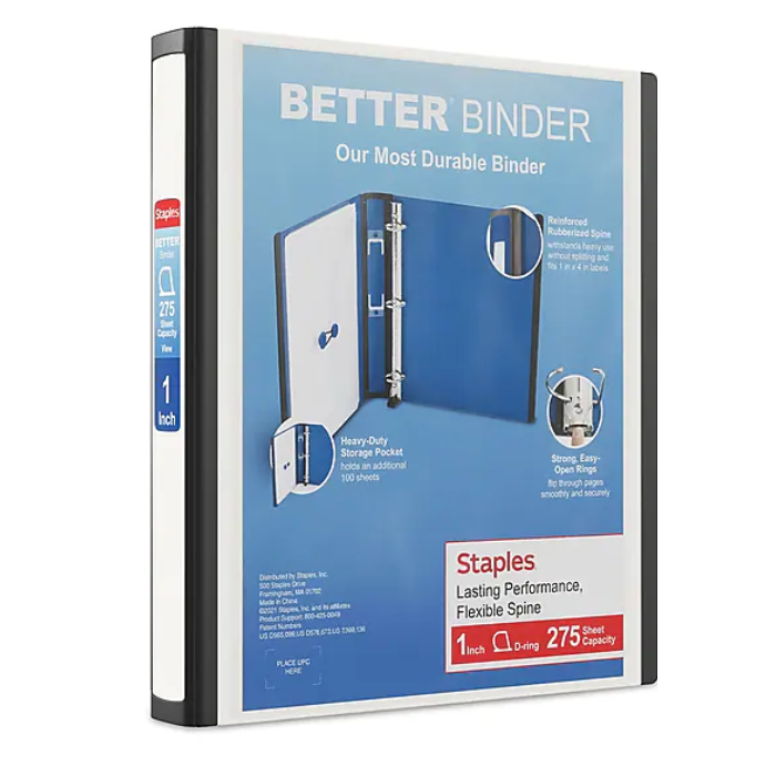 1" Better View Binders with D-Rings