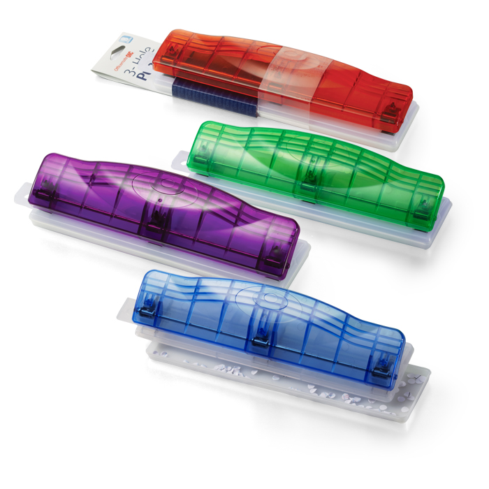 3 Hole Plastic Punch, Translucent