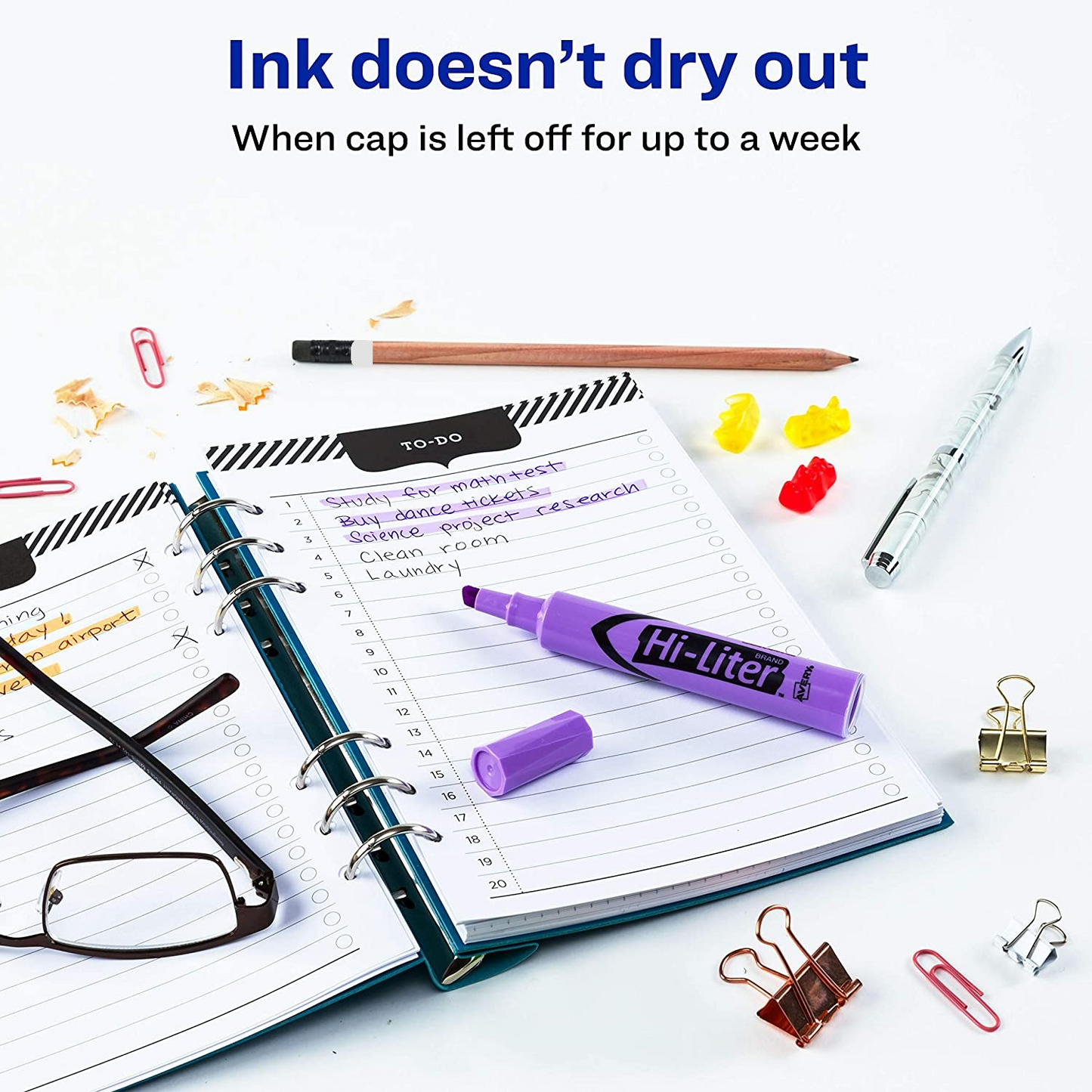 Desk Style Highlighters, Fluorescent Purple, Chisel Tip, 12 Pack