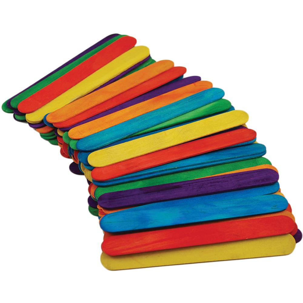 Jumbo Craft Sticks Colored 6" 50/Pkg