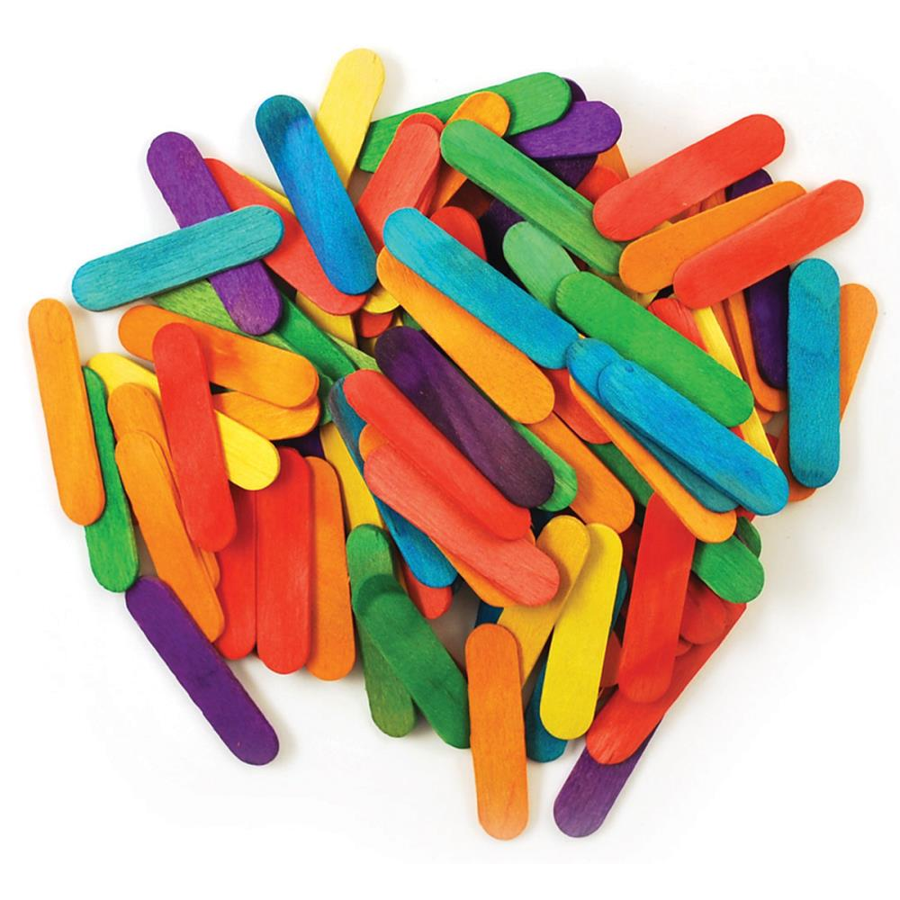 Mini Craft Sticks Colored 2.6"x .4" 120 Pieces