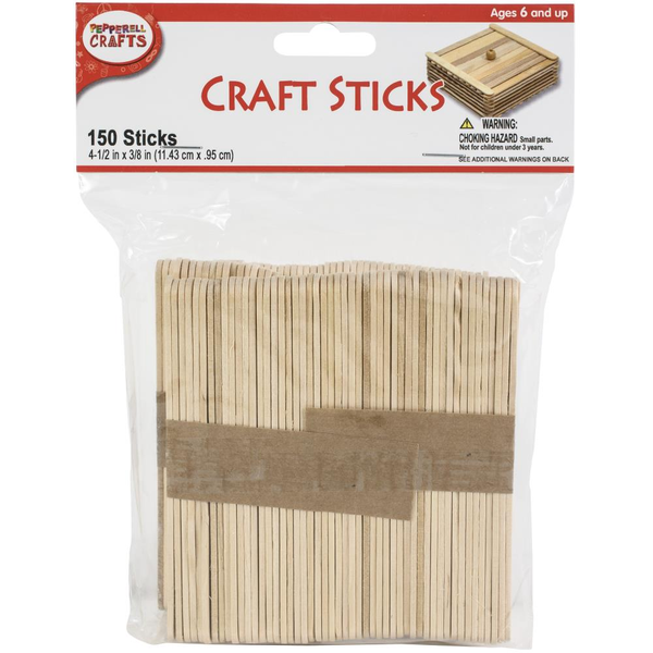 Natural Craft Sticks 4-1/2"x 3/8" 150/Pkg