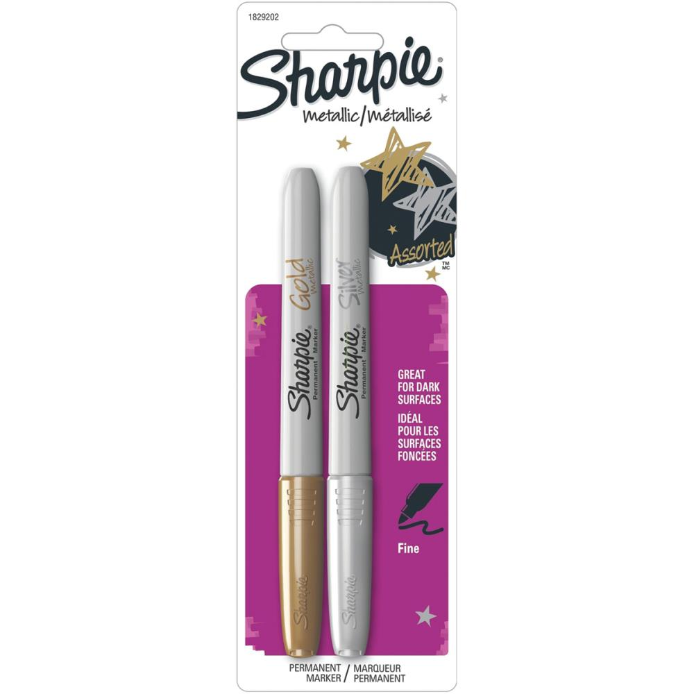 Sharpie Metallic Fine Point Permanent Markers 2/Pkg Gold & Silver