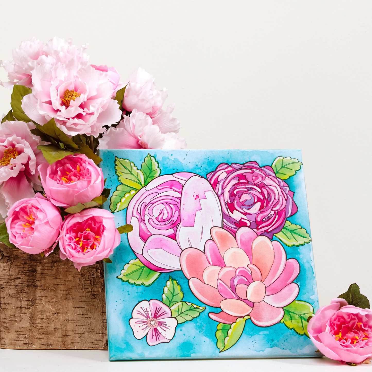 Watercolor Paint by Number Bold Floral