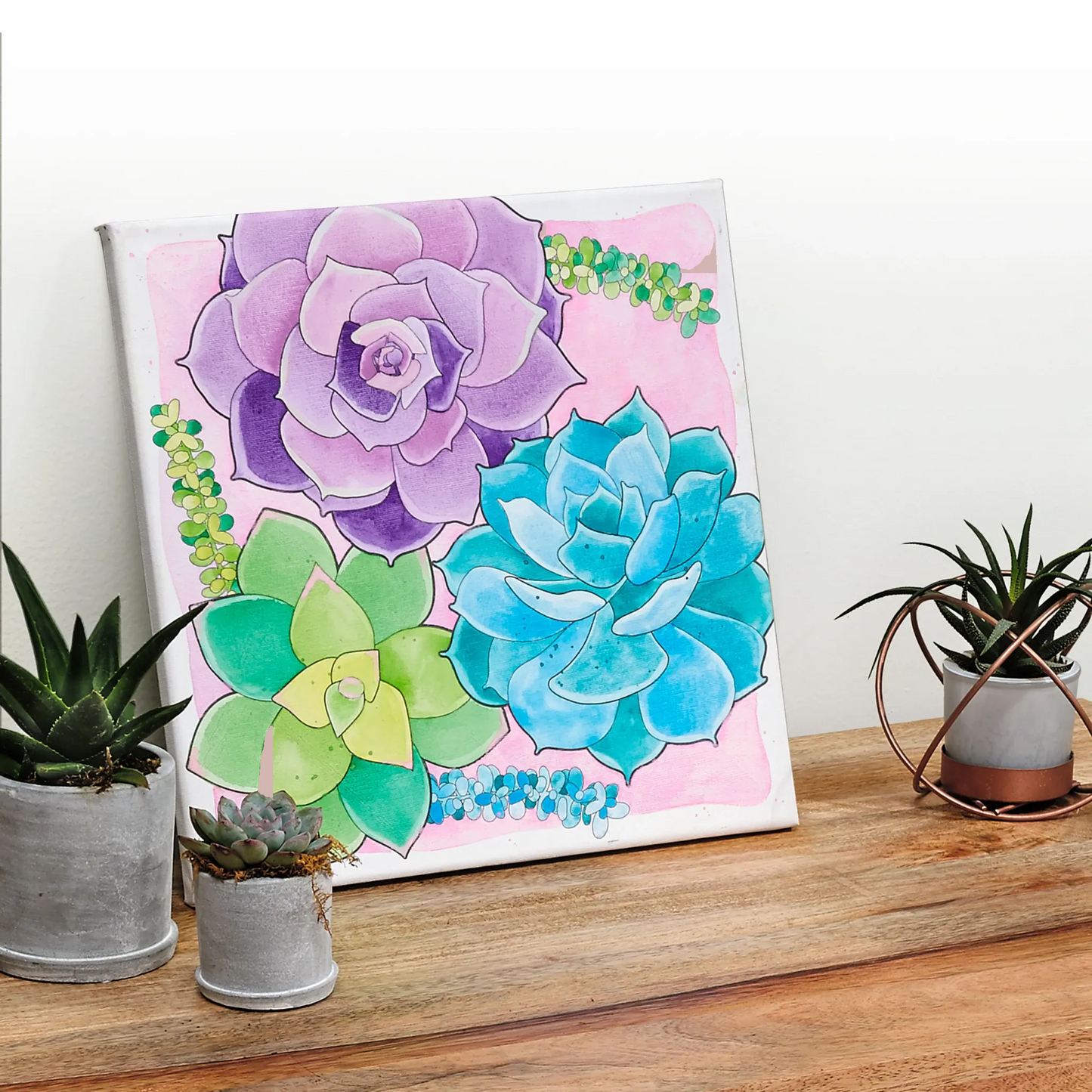 Watercolor Paint by Number Succulents