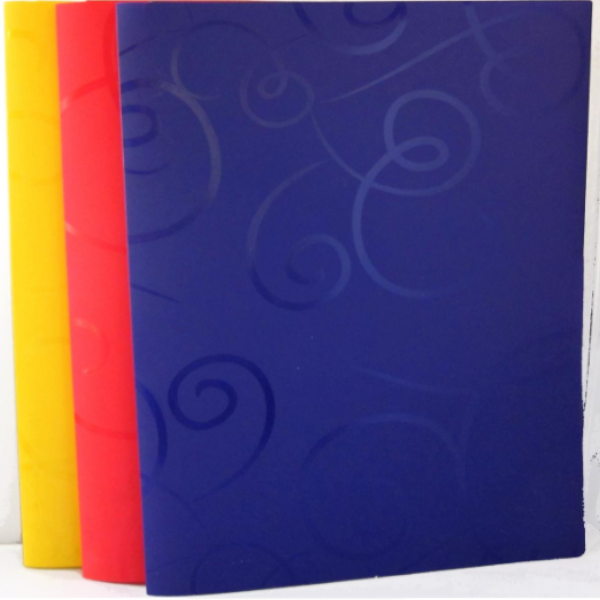 2 Pocket Poly Folder, Swirl Design, No Hole