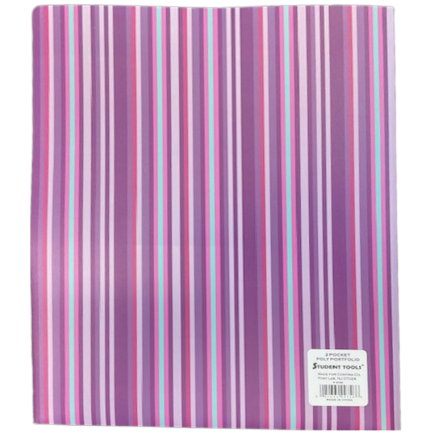 2 Pocket Poly Striped Folder