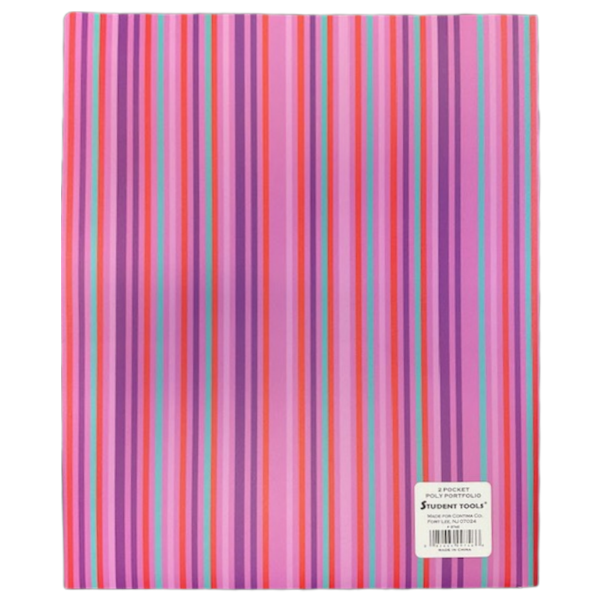 2 Pocket Poly Striped Folder