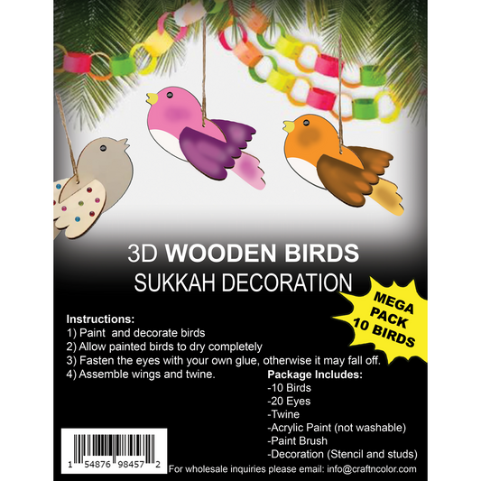 3D Wooden Birds Sukkah Decoration