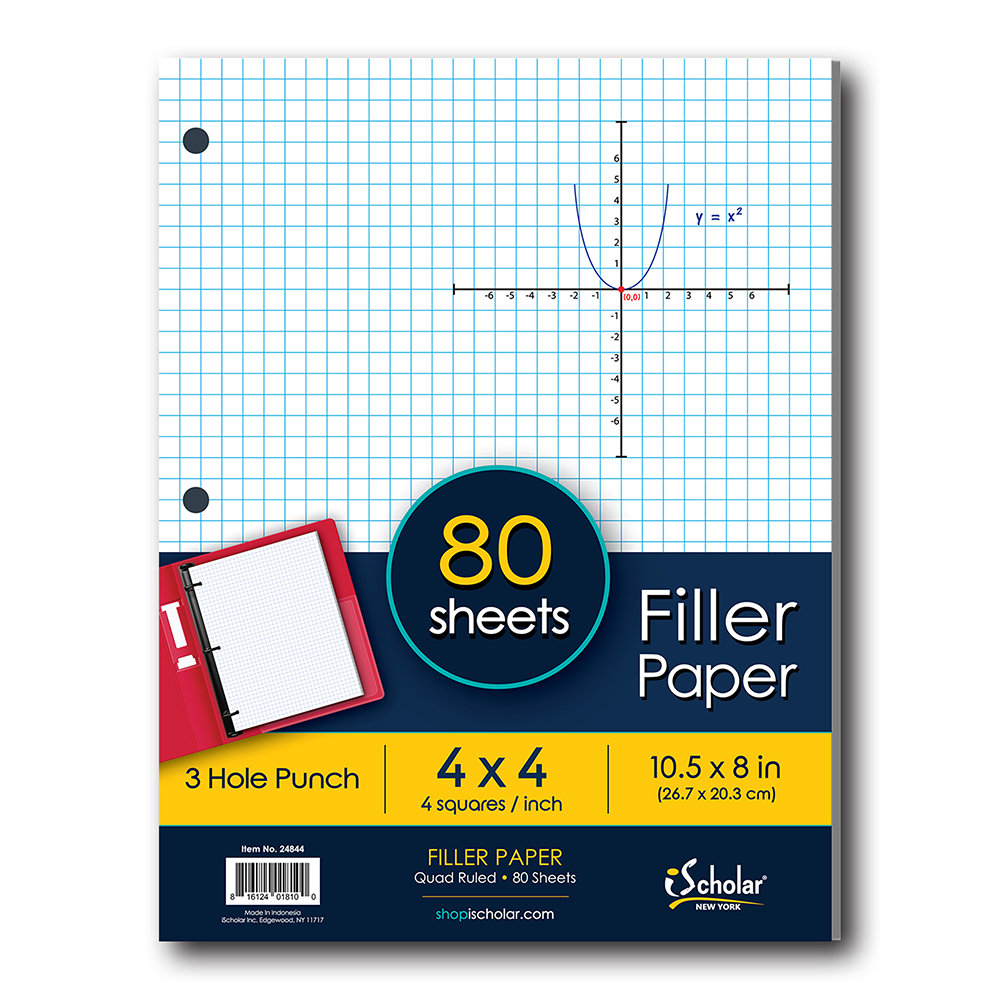 Quadro Graph Paper 4 Quad Graph Filler Paper, 80 Ct – Craft N Color