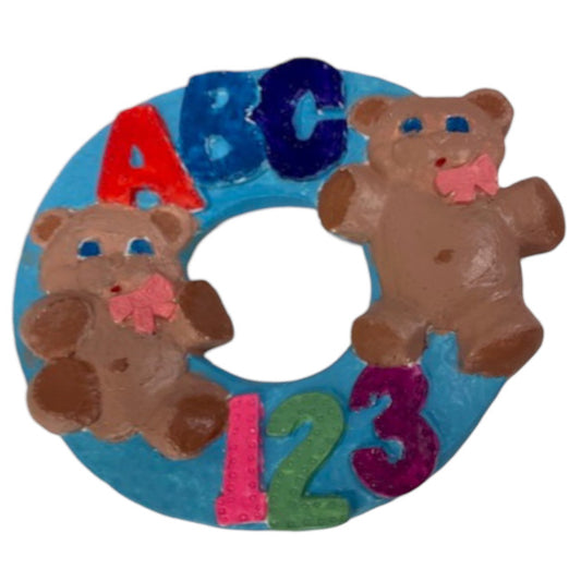 ABC 123 Round Plaque Ready to Paint Plaster Mold