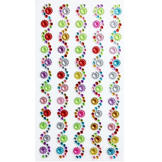 Adhesive Rhinestones Strips - Flowers And Waves