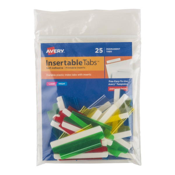 2 Assorted Self Adhesive Insertable Tabs With Printable Inserts