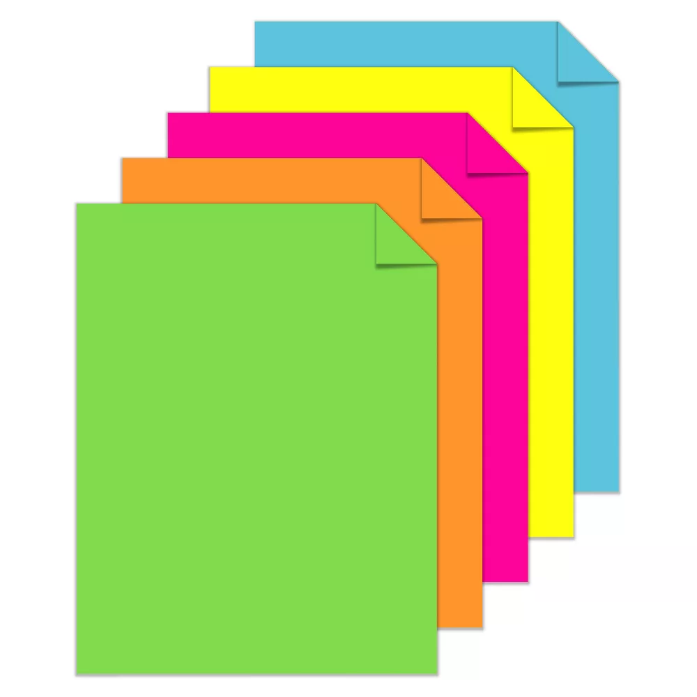 Astrobrights 24 lb Colored Paper, 8.5" x 11", Assorted Neon Colors, 100 Sheets