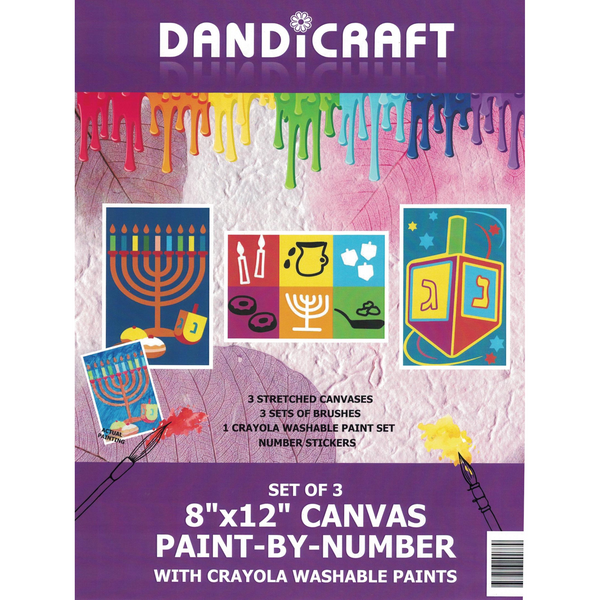 8" x 12" Canvas Paint By Number Set of 3 Chanukah