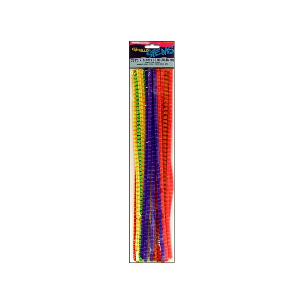 Chenille Stems 6mm Striped Assorted Colors 25 pieces
