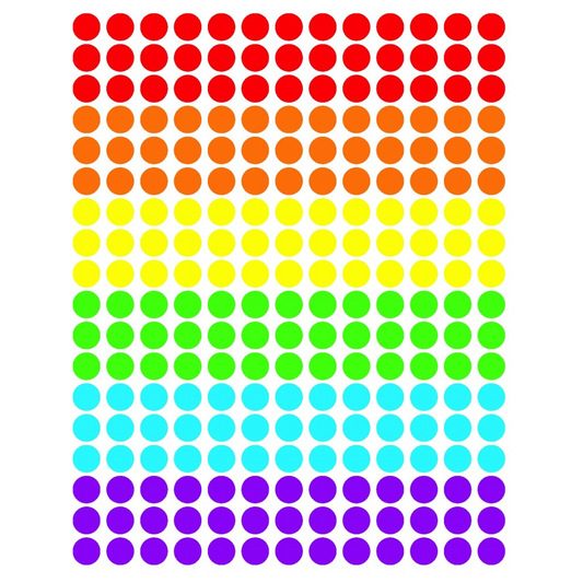 Color Coding Labels, Assorted Colors, 6 Sheets