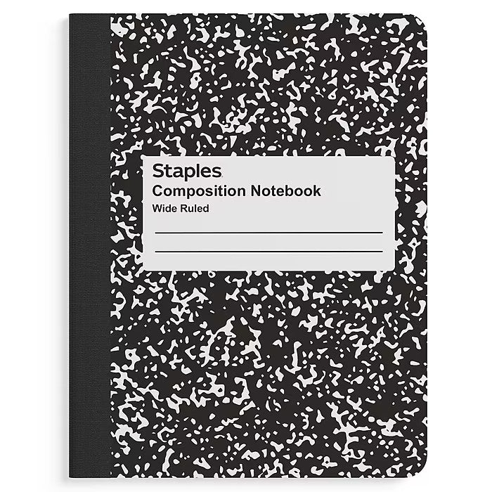 Composition Notebook, 7.5" x 9.75", 100 Sheets, Black