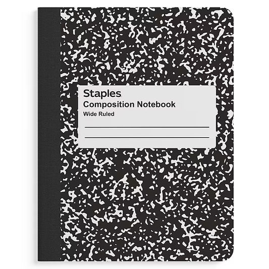 Composition Notebook, 7.5" x 9.75", 100 Sheets, Black