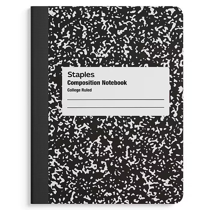 Composition Notebook, 7.5" x 9.75", 100 Sheets, Black