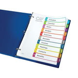 Customizable Table of Contents Index 10 Tab Binder Dividers