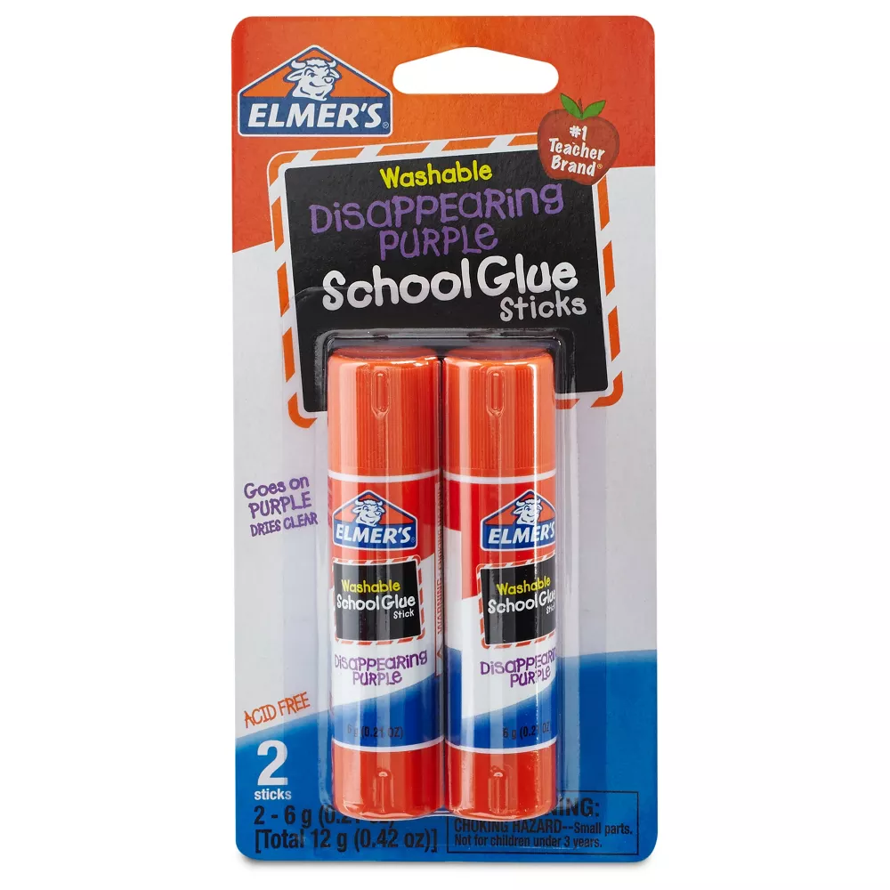 Elmer's Washable School Glue Sticks - Disappearing Purple 2 Pk