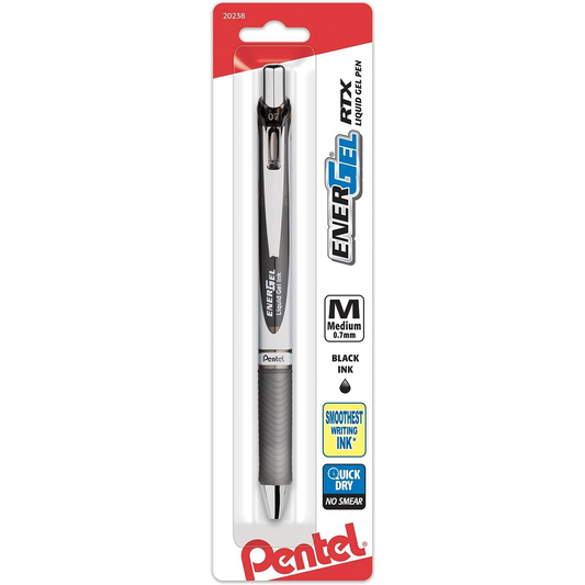 Energel Retractable Liquid Gel Pen, Medium, Black