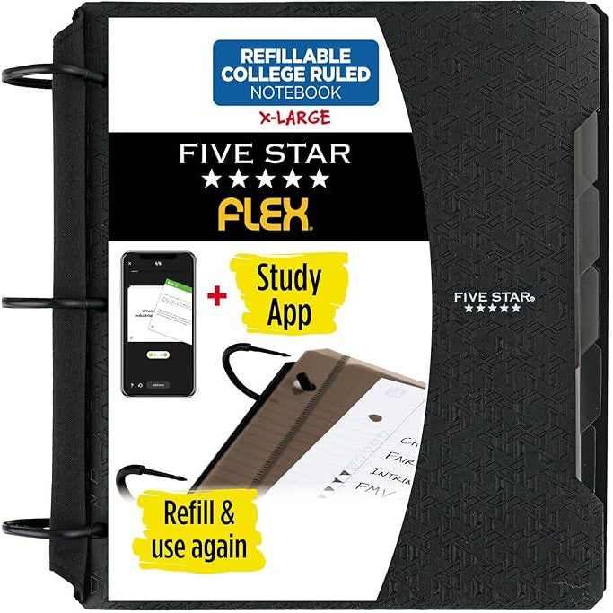 Five Star Flex 1 1/2" Hybrid Notebinder, 80 Sheets, College Ruled