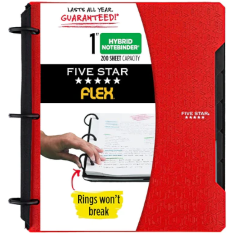 Five Star Flex 1" Hybrid Notebinder, 60 Sheets, College Ruled