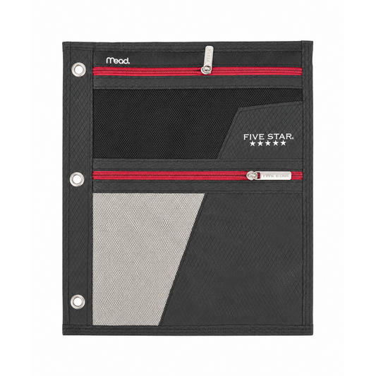 Five Star Zippered 3 Compartment Binder Pouch