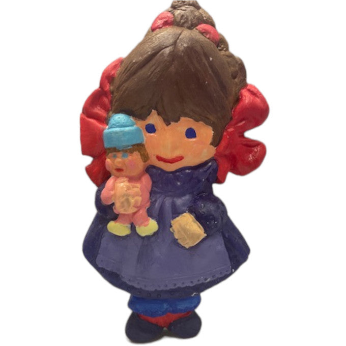 Girl with Doll Plaque Ready to Paint Plaster Mold