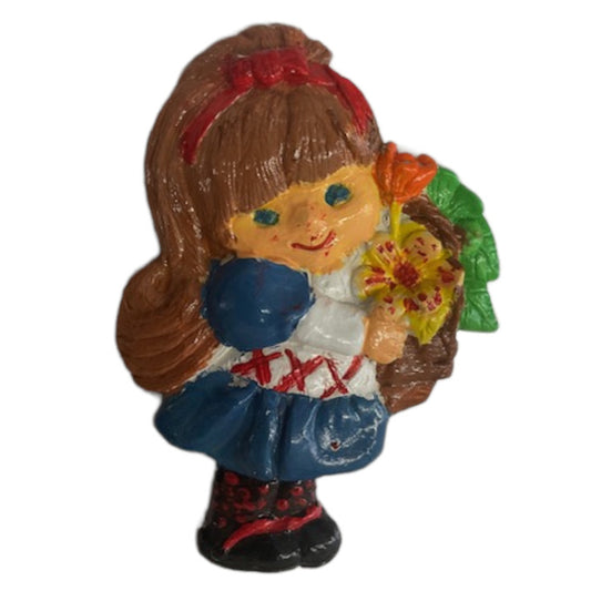 Girl with Flower Basket Plaque Ready to Paint Plaster Mold