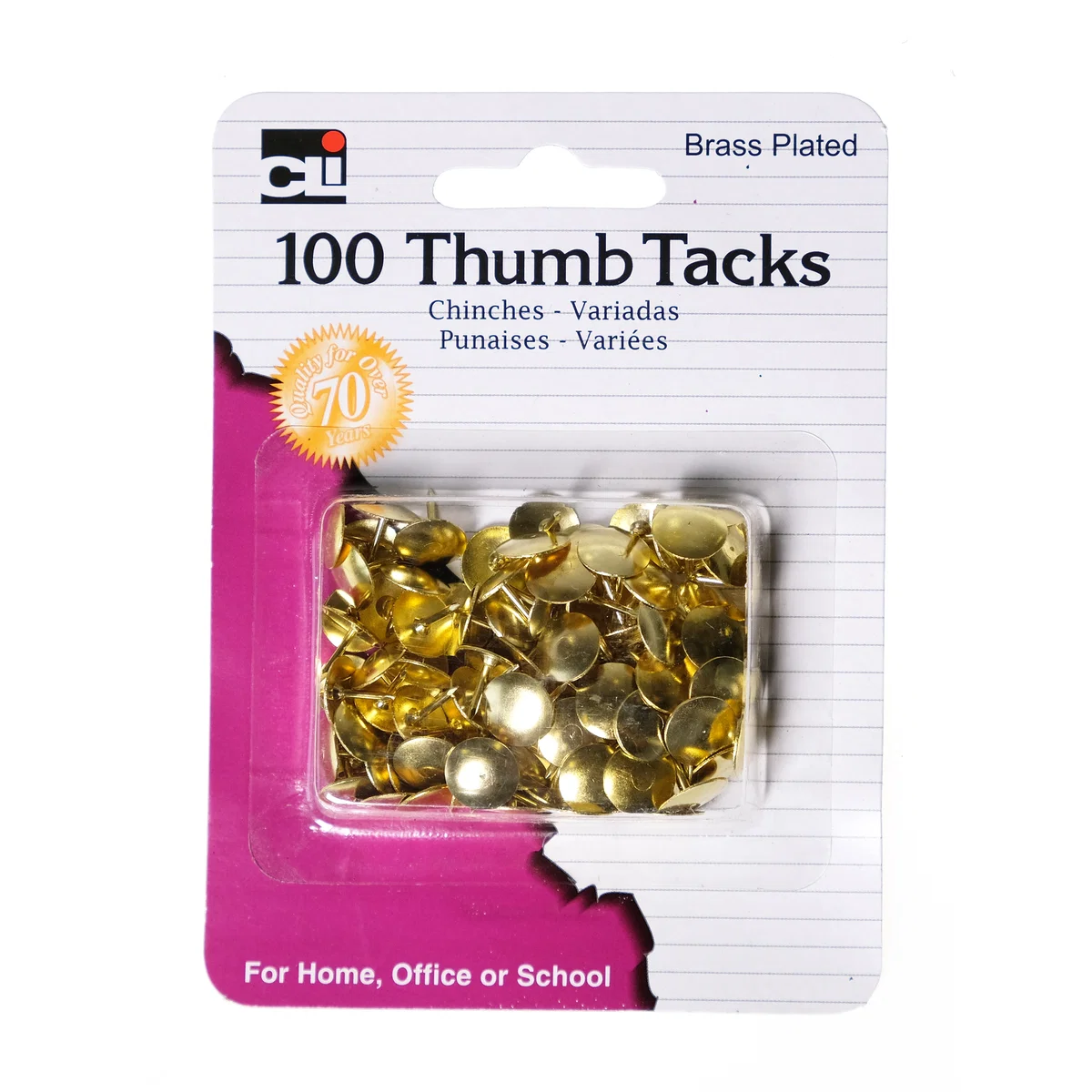 Gold Thumbtacks - 100 Pieces