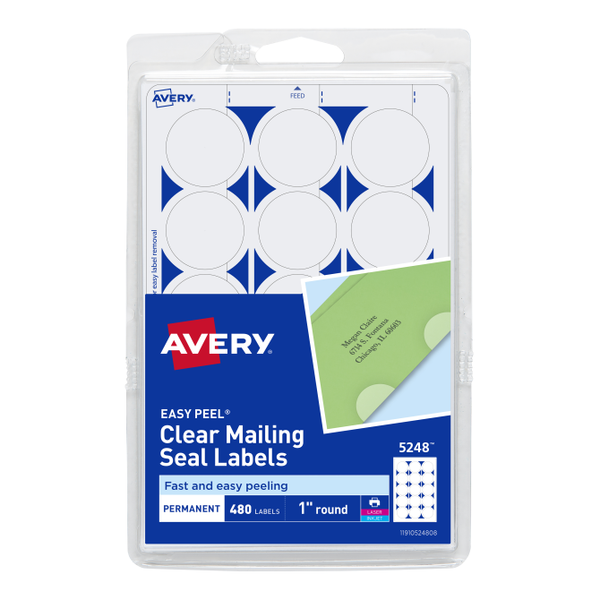 1" Round Clear Mailing Seal Labels