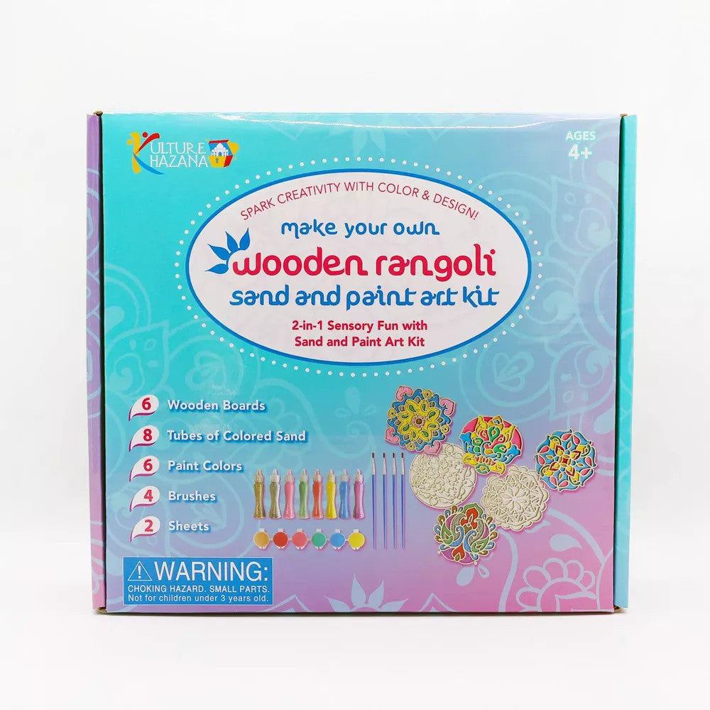 Make Your Own Wooden Rangoli Sand and Paint Art Kit